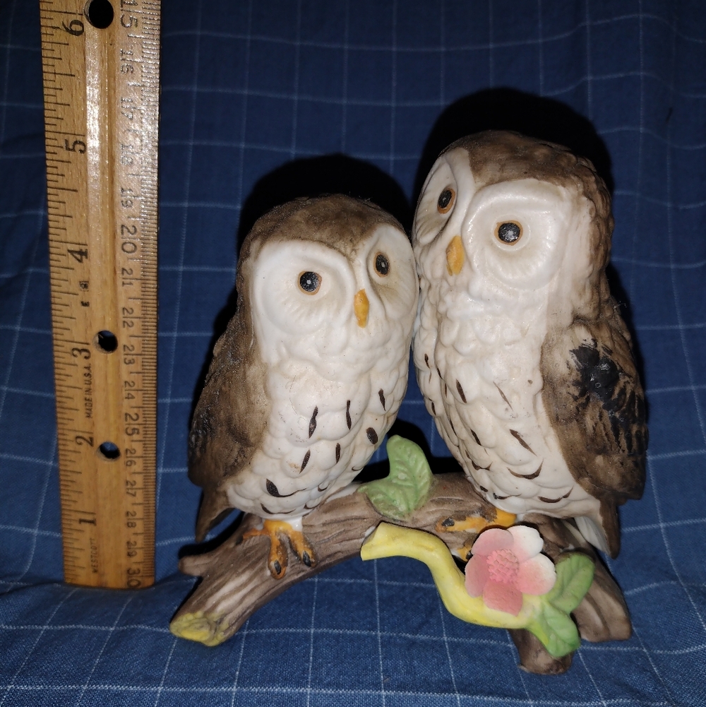 Vintage Brown and White Owl Figurine